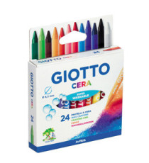 Pastelli a cera - lunghezza 90 mm - diametro 8,5 mm - colori assortiti - Giotto - conf. 24 pezzi