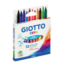 Pastelli a cera - lunghezza 90 mm - diametro 8,50 mm - colori assortiti - Giotto - conf. 12 pezzi