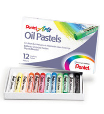 Pastelli a olio - lunghezza 60 mm - colori assortiti - Pentel - astuccio 12 pezzi