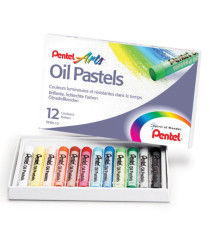 Pastelli a olio - lunghezza 60 mm - colori assortiti - Pentel - astuccio 12 pezzi