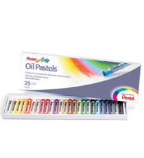 Pastelli a olio - lunghezza 60 mm - colori assortiti - Pentel - astuccio 25 pezzi