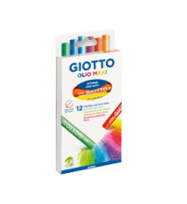 Pastelli a olio - lunghezza 70 mm - diametro11 mm - colori assortiti - Giotto - conf. 12 pezzi