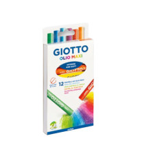 Pastelli a olio - lunghezza 70 mm - diametro11 mm - colori assortiti - Giotto - conf. 12 pezzi
