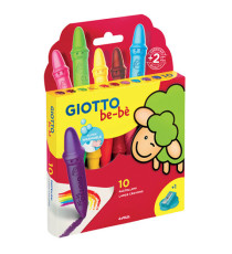 Pastelli cera super - lunghezza 7,5mm con Ø 11mm - colori assortiti - Giotto - astuccio 10 superpastelloni