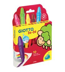 Pastelli cera super - lunghezza 7,5mm con Ø 11mm - colori assortiti - Giotto - astuccio 10 superpastelloni