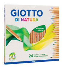 Pastelli colorati Natura - diametro mina 4 mm - legno di cedro - colori assortiti - Giotto - astuccio 24 pezzi