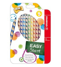 Pastelli Easycolors - diametro mina 4,2 mm - per mancini - Stabilo - astuccio 12 colori