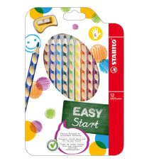 Pastelli Easycolors - diametro mina 4,2 mm - per mancini - Stabilo - astuccio 12 colori