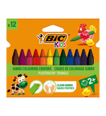 Pastelli Plastidecor - in plastica - colori assortiti - Bic - astuccio 12 colori triangle