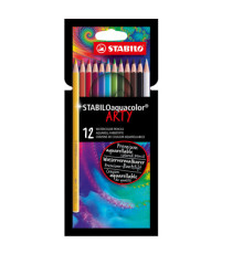 Pastello Arty Aquacolor - colori assortiti - Stabilo - astuccio 12 pezzi
