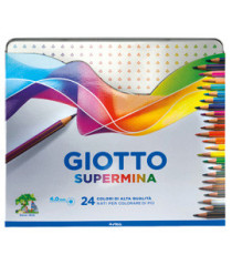 Pastello Supermina - mina 3,8 mm - colori assortiti - Giotto - astuccio in metallo 24 pezzi