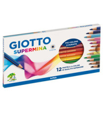 Pastello Supermina - mina 4 mm - colori assortiti - Giotto - astuccio 12 pezzi