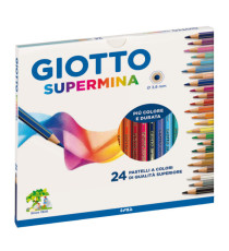 Pastello Supermina - mina 4 mm - colori assortiti - Giotto - astuccio 24 pezzi