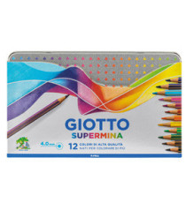Pastello Supermina - mina 4 mm - colori assortiti - Giotto - astuccio in metallo 12 pezzi