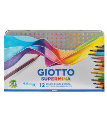 Pastello Supermina - mina 4 mm - colori assortiti - Giotto - astuccio in metallo 12 pezzi