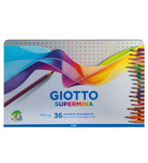 Pastello Supermina - mina 4 mm - colori assortiti - Giotto - astuccio in metallo 36 pezzi