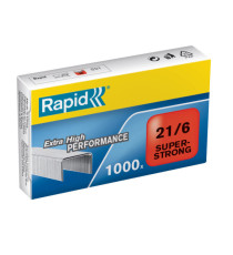 Punti Rapid Super Strong - 21/6 (6/6) - acciaio zincato - metallo - Rapid - conf. 1000 pezzi
