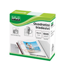 Quadratini biadesivi per foto - 10 mm x 11 mm - trasparente - Lebez - conf. 600 pezzi
