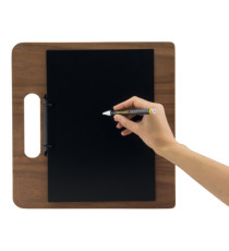 Portamenù a tagliere con anelli Chopping Board - 32 x 24 cm - legno di noce - Securit