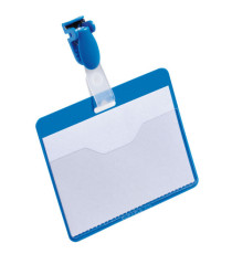 Portanome a tasca aperta - clip in plastica - 6 x 9 cm - blu - Durable - conf. 25 pezzi