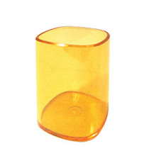 Portapenne a bicchiere - 6,5 x 6,5 x 9,5 cm - trasparente arancio - Arda