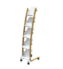 Portariviste da terra - 5 tasche - 34 x 50 x 165 cm - legno/ABS - bianco - Alba