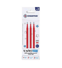 Refill per penne gel cancellabili  - punta 0,7 mm - rosso - Osama - conf. 3 pezzi