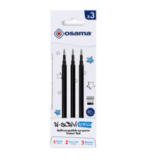 Refill per penne gel cancellabili - punta 0,7 mm - nero  - Osama - conf. 3 pezzi