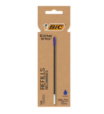 Refill sfera Cristal Re'New - punta 1 mm - blu - Bic - blister 3 pezzi