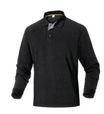 Polo a maniche lunghe Turino - 100% cotone - taglia L - nero - Deltaplus