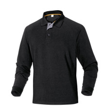 Polo a maniche lunghe Turino - 100% cotone - taglia L - nero - Deltaplus