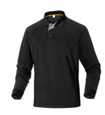 Polo a maniche lunghe Turino - 100% cotone - taglia XL - nero - Deltaplus
