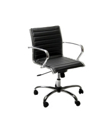 Poltrona direzionale Pollux new PND - pelle - con ruote e braccioli - nero - Unisit