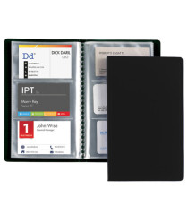 Porta biglietti da visita - 20 buste con 3 tasche ciascuna - 12,5x20,5 cm - nero - Favorit