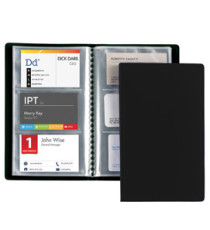 Porta biglietti da visita - 20 buste con 3 tasche ciascuna - 12,5x20,5 cm - nero - Favorit
