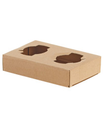 Portabicchiere da asporto - 2 posti - 17 x 11 x 3,5 cm - carta kraft - avana - Leone - conf. 50 pezzi