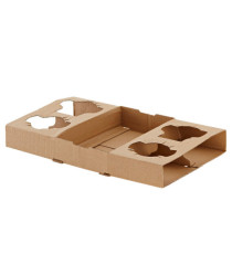 Portabicchiere da asporto - 4 posti - 29 x 17,5 x 3,5 cm - carta kraft - avana - Leone - conf. 50 pezzi