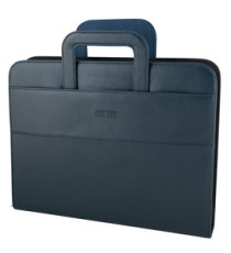 Portablocco - similpelle - c/anelli - blu - 28,5x36 cm - City Time