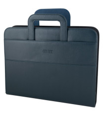 Portablocco - similpelle - c/anelli - blu - 28,5x36 cm - City Time