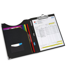 Portablocco in similpelle con tasca - nero - 24 x 31cm - Lebez