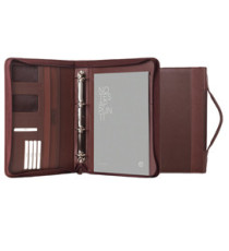 Portablocco Office - con manico - ecopelle - con zip - 28x36 cm - marrone - In Tempo