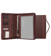 Portablocco Office - con manico - ecopelle - con zip - 28x36 cm - marrone - In Tempo