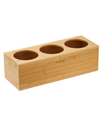 Portabottiglie con tre fori - 42 x15,5 x13 cm - bamboo - colore naturale - Leone