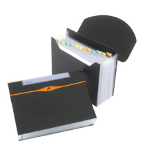 Portadocumenti a soffietto Optima - 13 tasche - 23 x 33 cm - PP- nero - Rexel