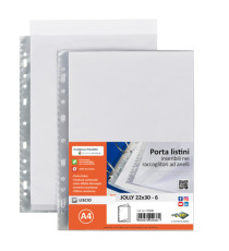 Portalistini Jolly - 6 buste forate - 22 x 30 cm - PP trasparente - liscio - Sei rota