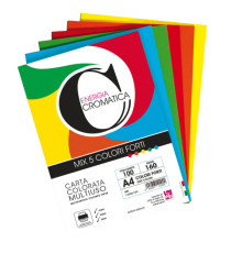 Risma carta Cromatica - A4 - 160 gr - colori assortiti forti - 100 fogli - CWR