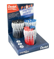 Roller Energel Slim - punta 0,7 mm - 3 colori assortiti (blu/nero/rosso - Pentel - expo 120 pezzi
