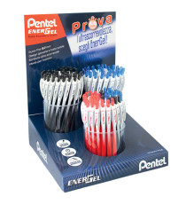 Roller Energel Slim - punta 0,7 mm - 3 colori assortiti (blu/nero/rosso - Pentel - expo 120 pezzi
