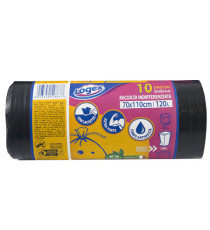 Sacchi per immondizia - 70x110 cm - 120 L - 43 micron - nero - Logex Professional - rotolo da 10 sacchetti