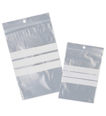 Sacchetti zip - con bande scrivibili e foro - 15 x 22 cm - 50 micron - LDPE - Viva - conf. 100 pezzi